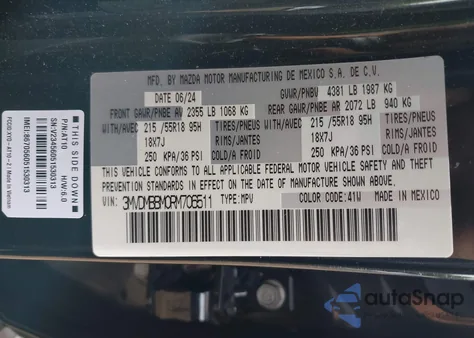 2024 Mazda Cx-30 2.5 S Select Sport из США, поврежденный, VIN 3MVDMBBM0RM706511